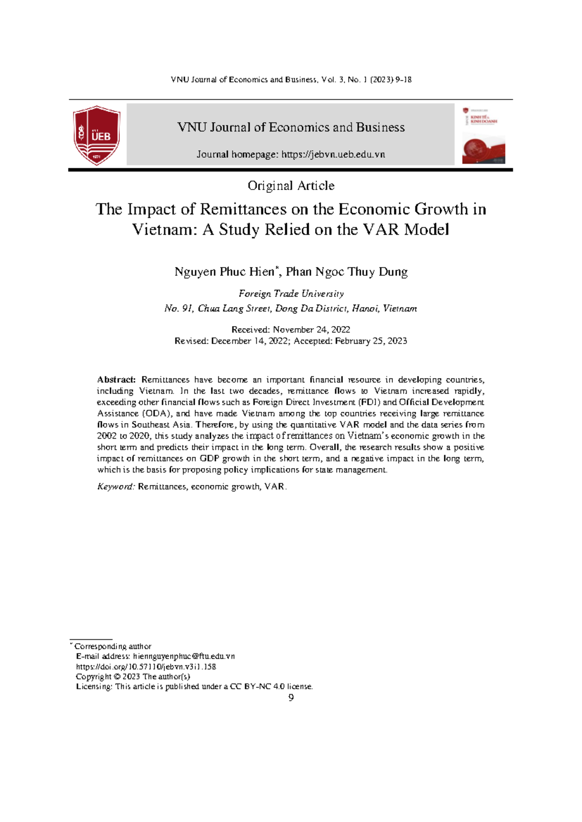 2-158-Nguyen+Phuc+Hien - VNU Journal of Economics and Business, Vol. 3 ...