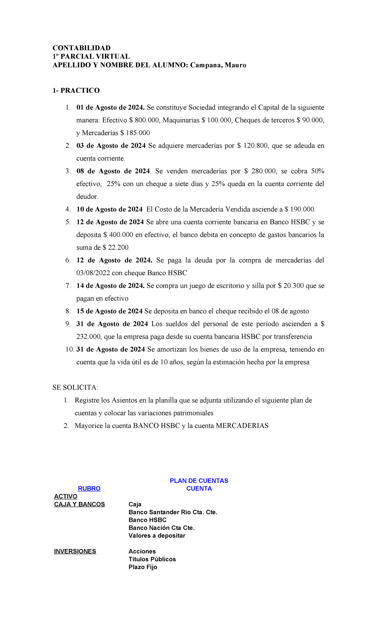 Primer Parcial 2024 - Contabilidad 1 - Mauro Campana - Studocu