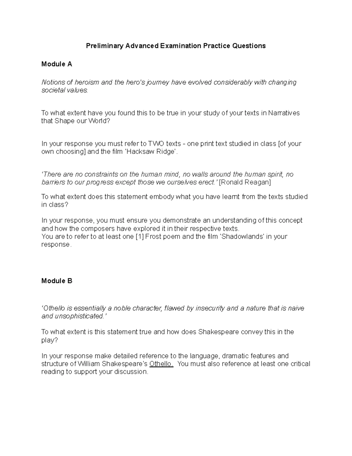 Practice Test: Preliminary Module 3 - Biological Diversity Insights ...