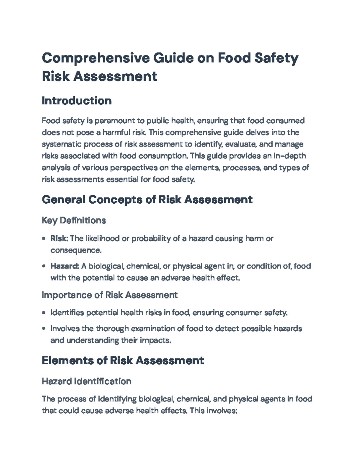 Comprehensive Guide to Food Safety Risk Assessment and Management ...