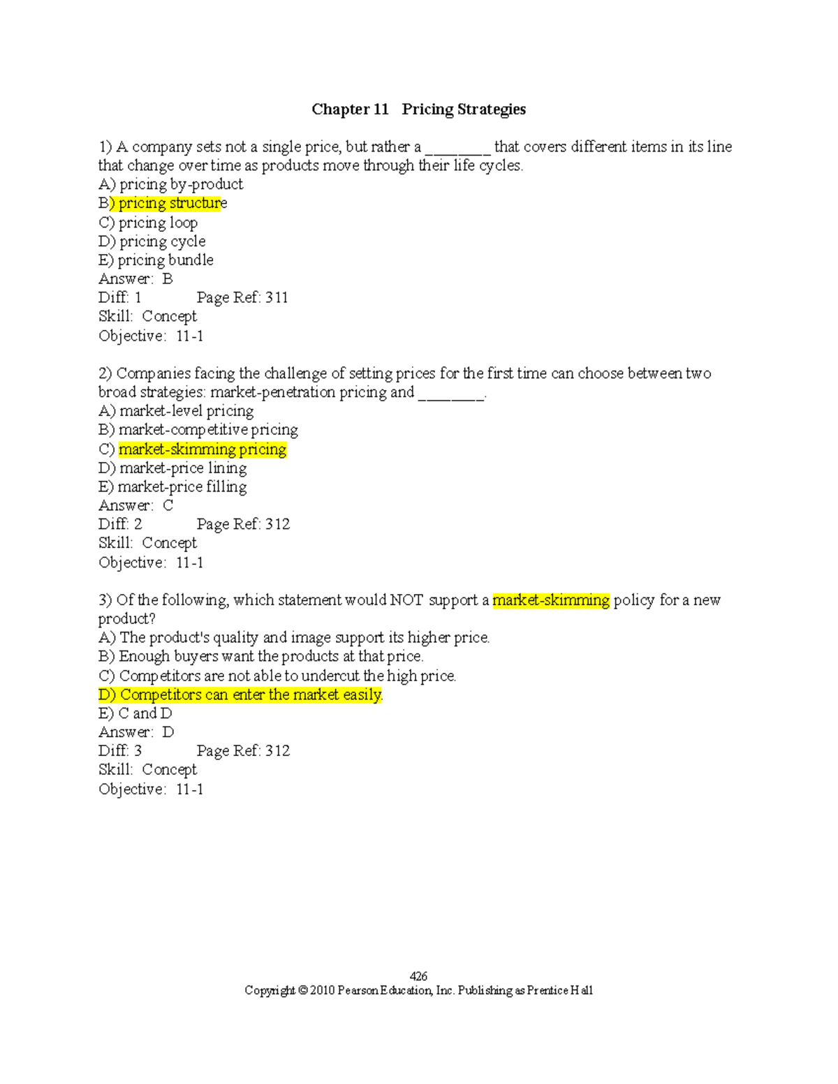 Kotler Chapter 11 - Pricing Strategies and Concepts - Studocu