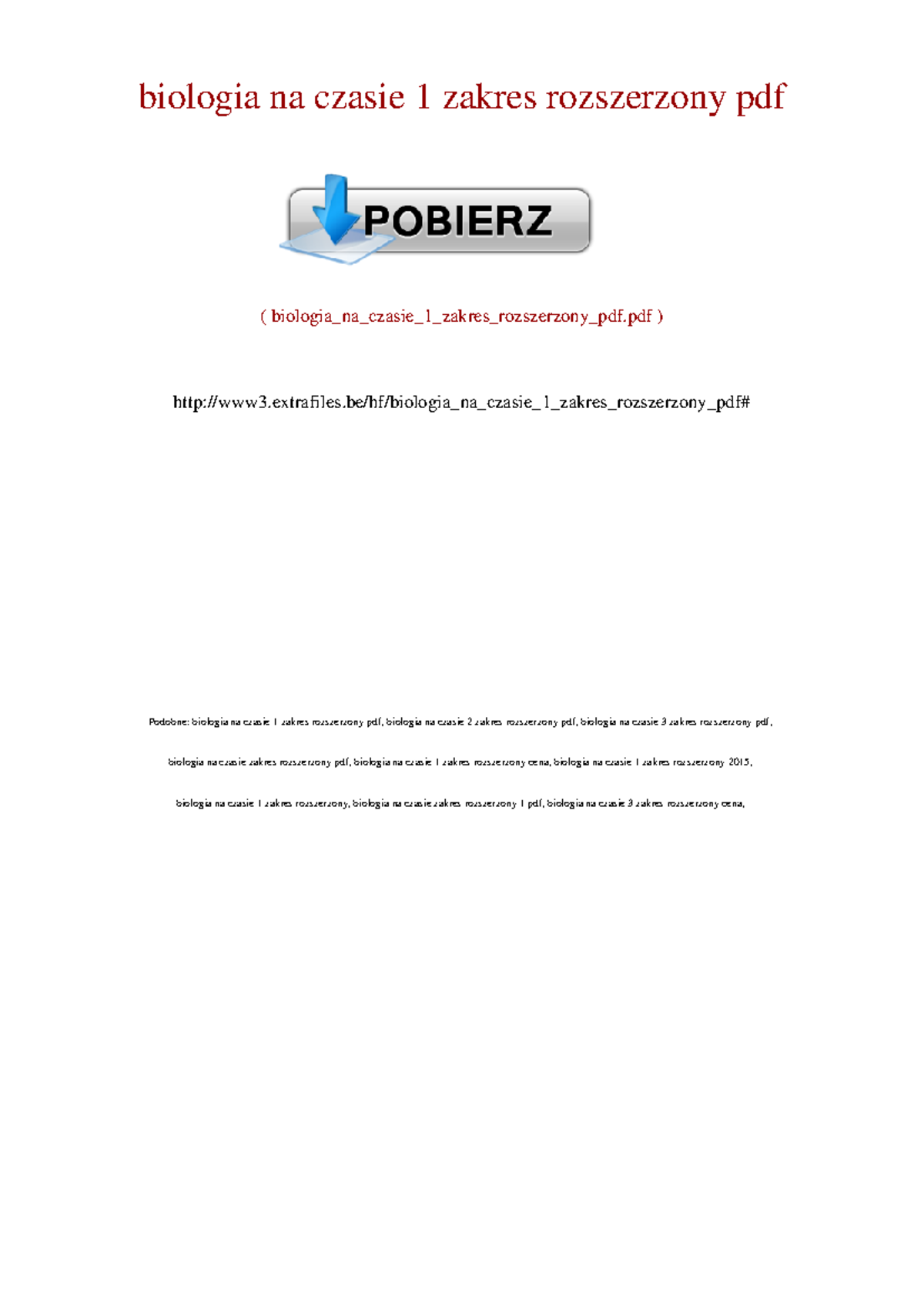Biologia na czasie 1: Zakres Rozszerzony PDF Materiały 2023 - Studocu