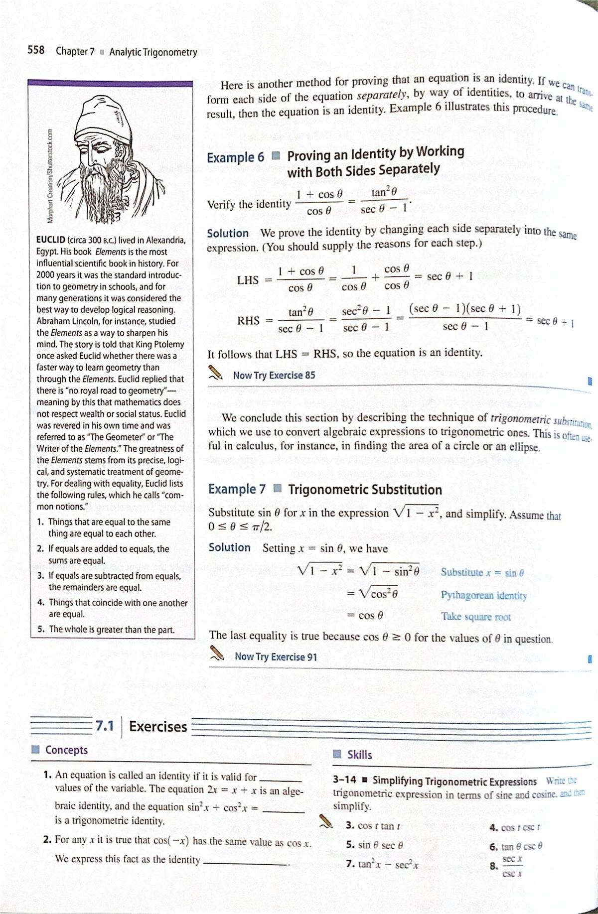 558 Precalc Chapter 7: Analytic Trigonometry Problems and Solutions ...