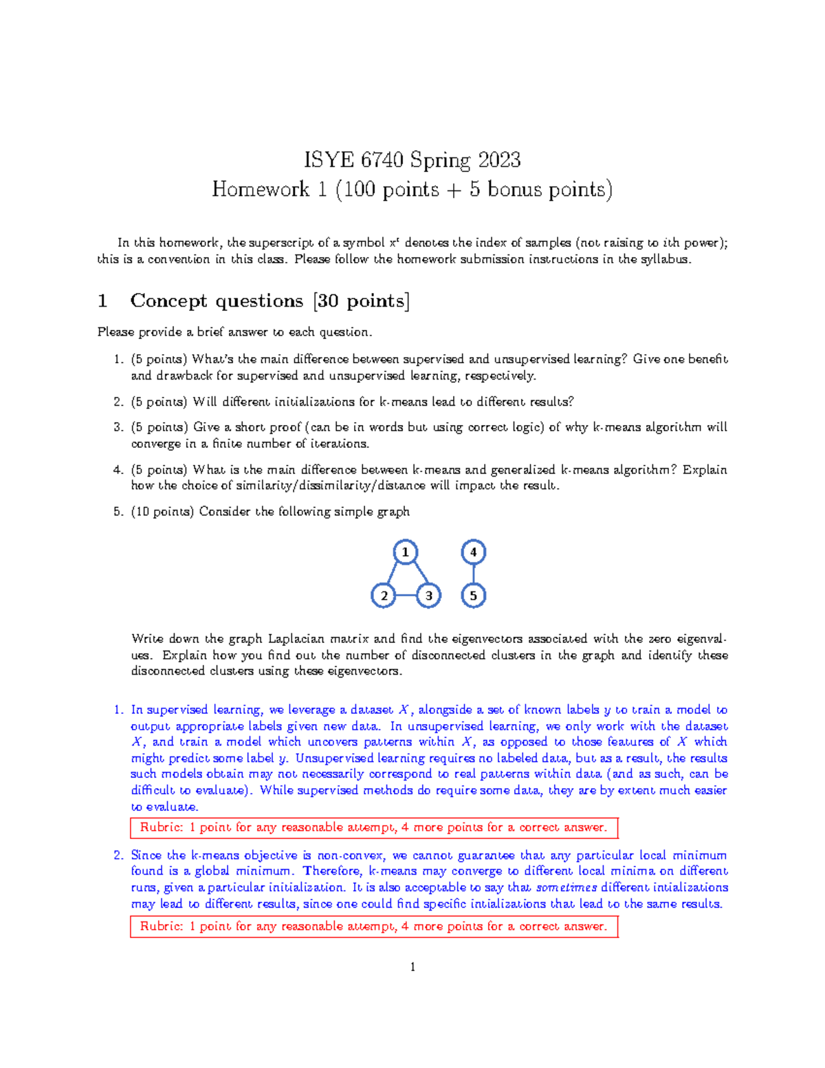 ISYE 6740 Spring 2023: Homework 1 Solutions with Detailed