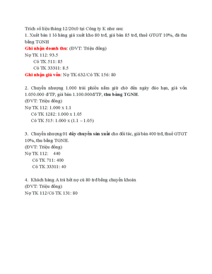 [Solved] Cng ty thng mi ABC k ton thu GTGT theo phng php khu tr K ton ...