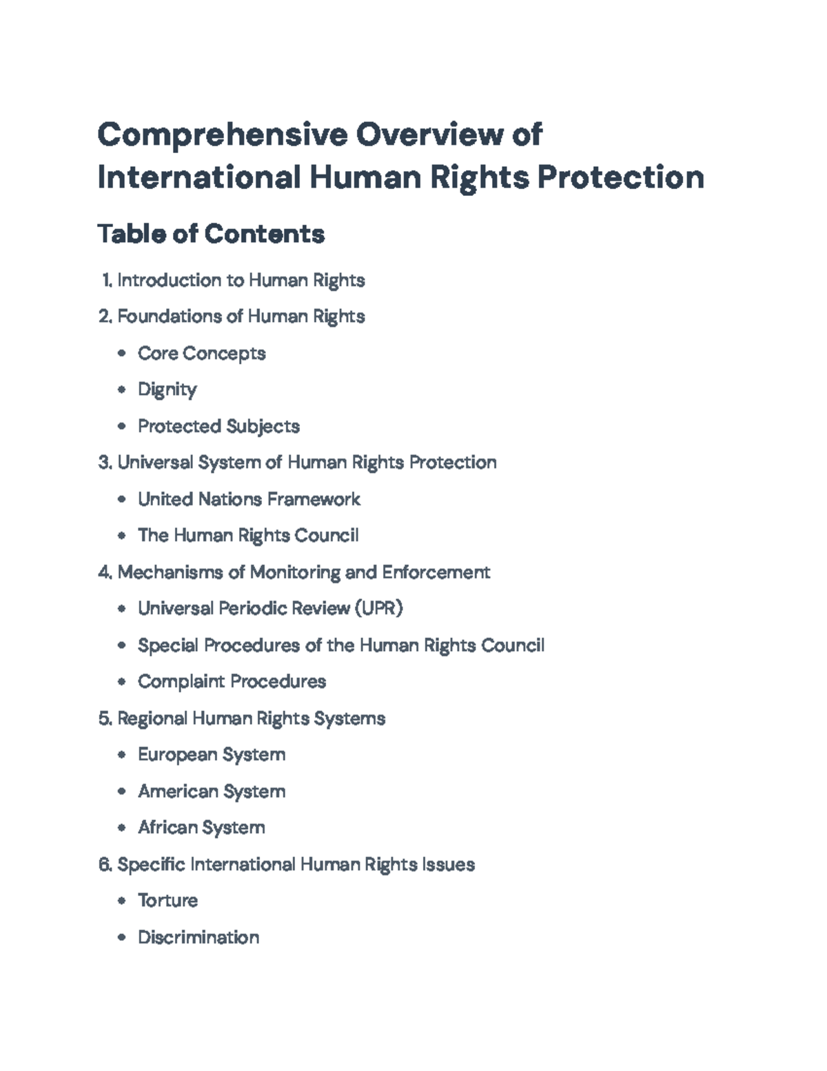 INTL-101: Overview of International Human Rights Protection ...