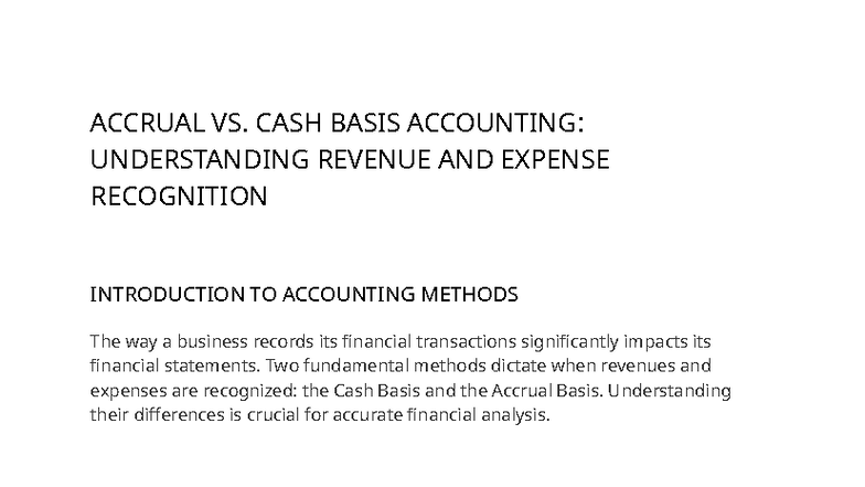 ACCT 101: Accrual vs. Cash Basis Accounting Explained - Studocu
