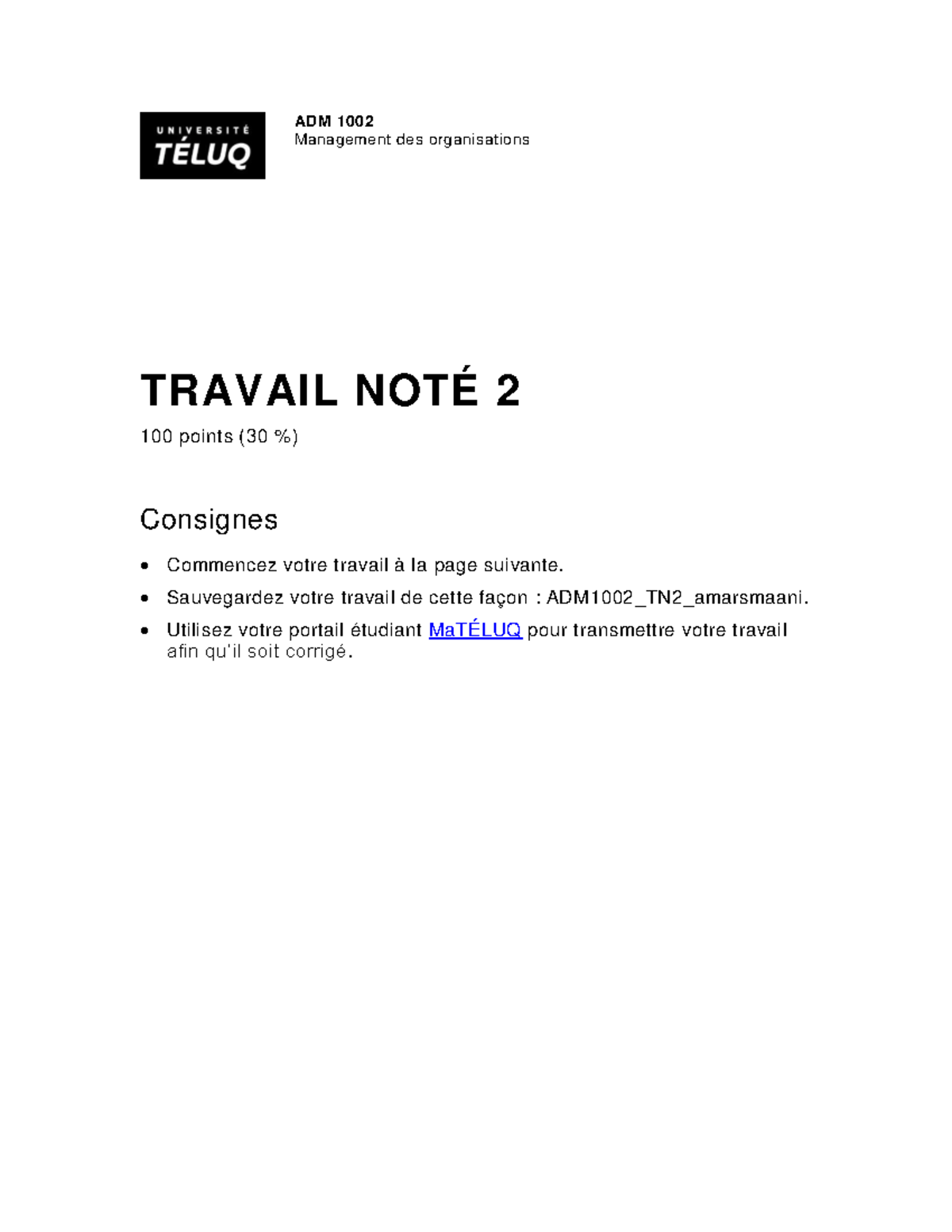 ADM 1002 - Analyse de Nethris pour le Travail Noté 2 - Studocu