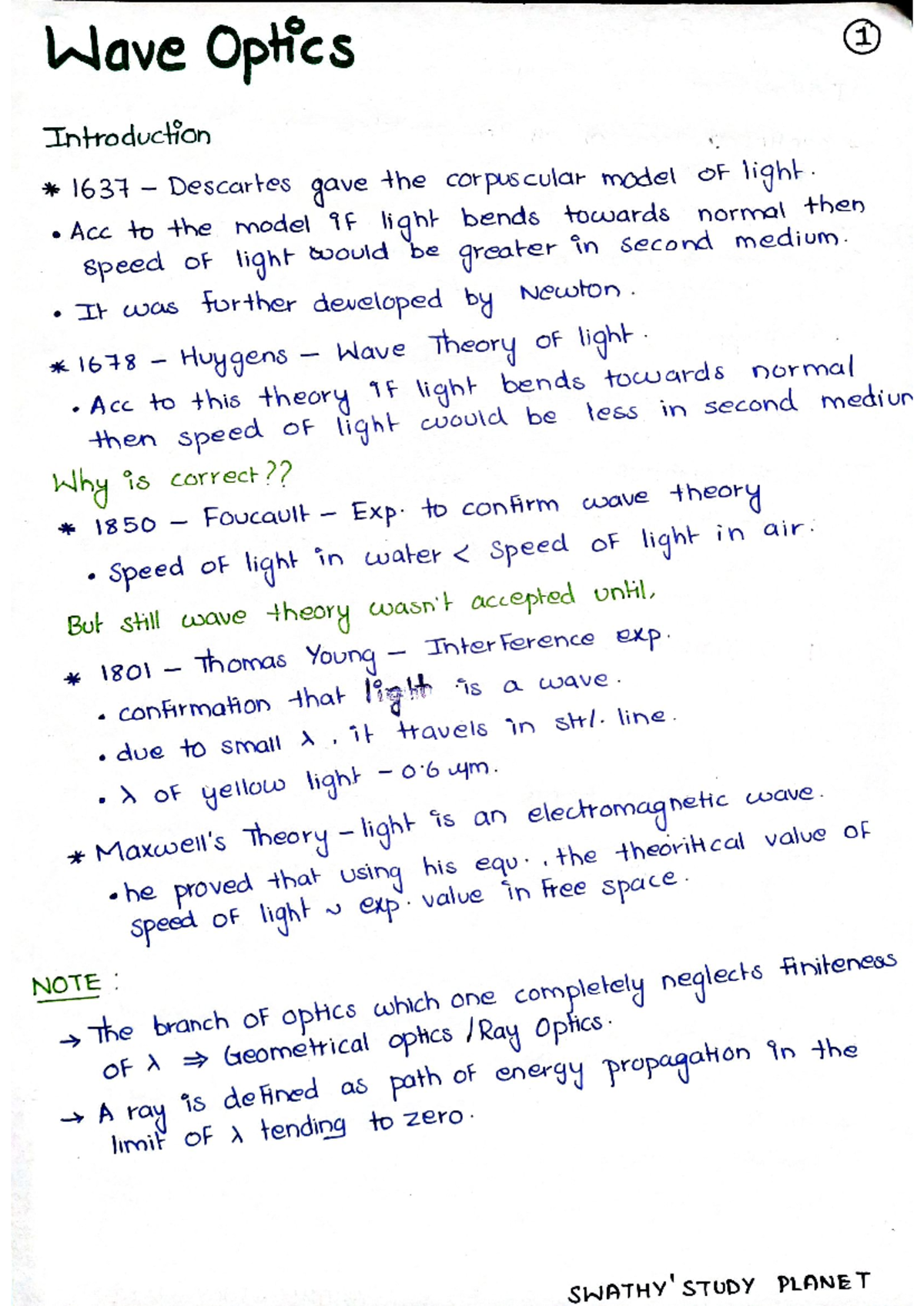 Wave Optics Lecture Notes - Understanding Light Behavior and Theory ...