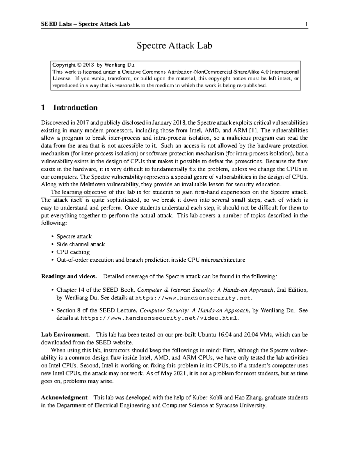 Spectre Attack Lab: Understanding CPU Vulnerabilities and Exploitation ...