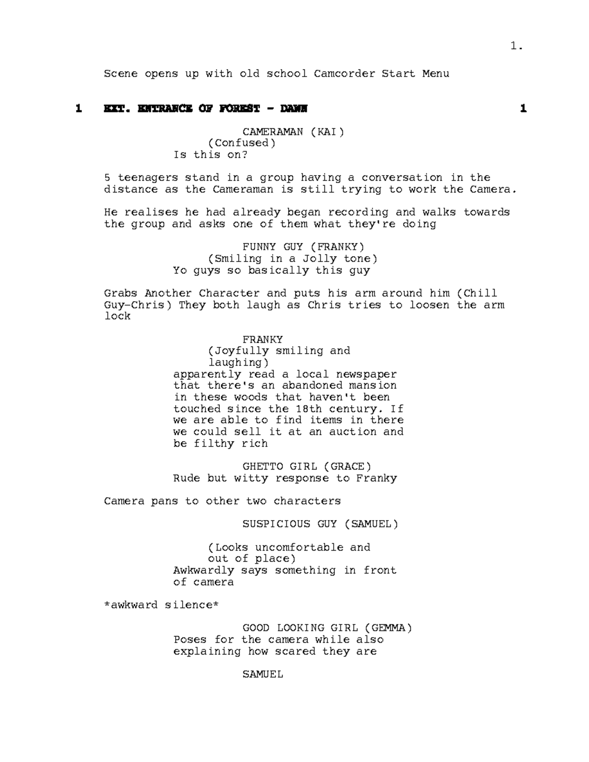 Forest - Blue Script Revision for Final Presentation - Studocu