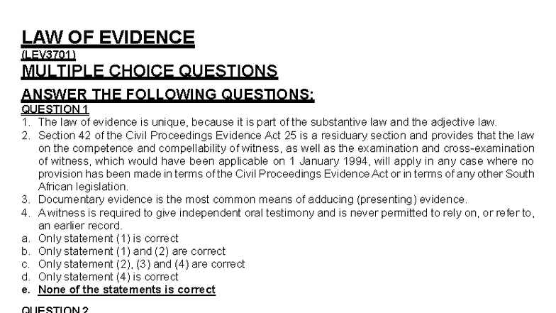 LEV3701 Multiple Choice Questions Notes - 2025 Edition - Studocu