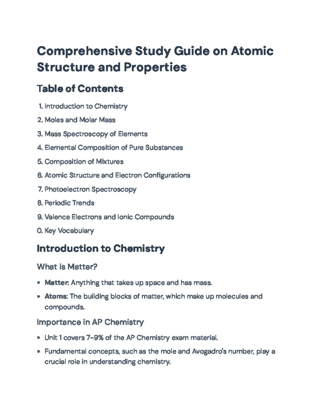 Comprehensive AP Chemistry Study Guide: Atomic Structure & Properties ...