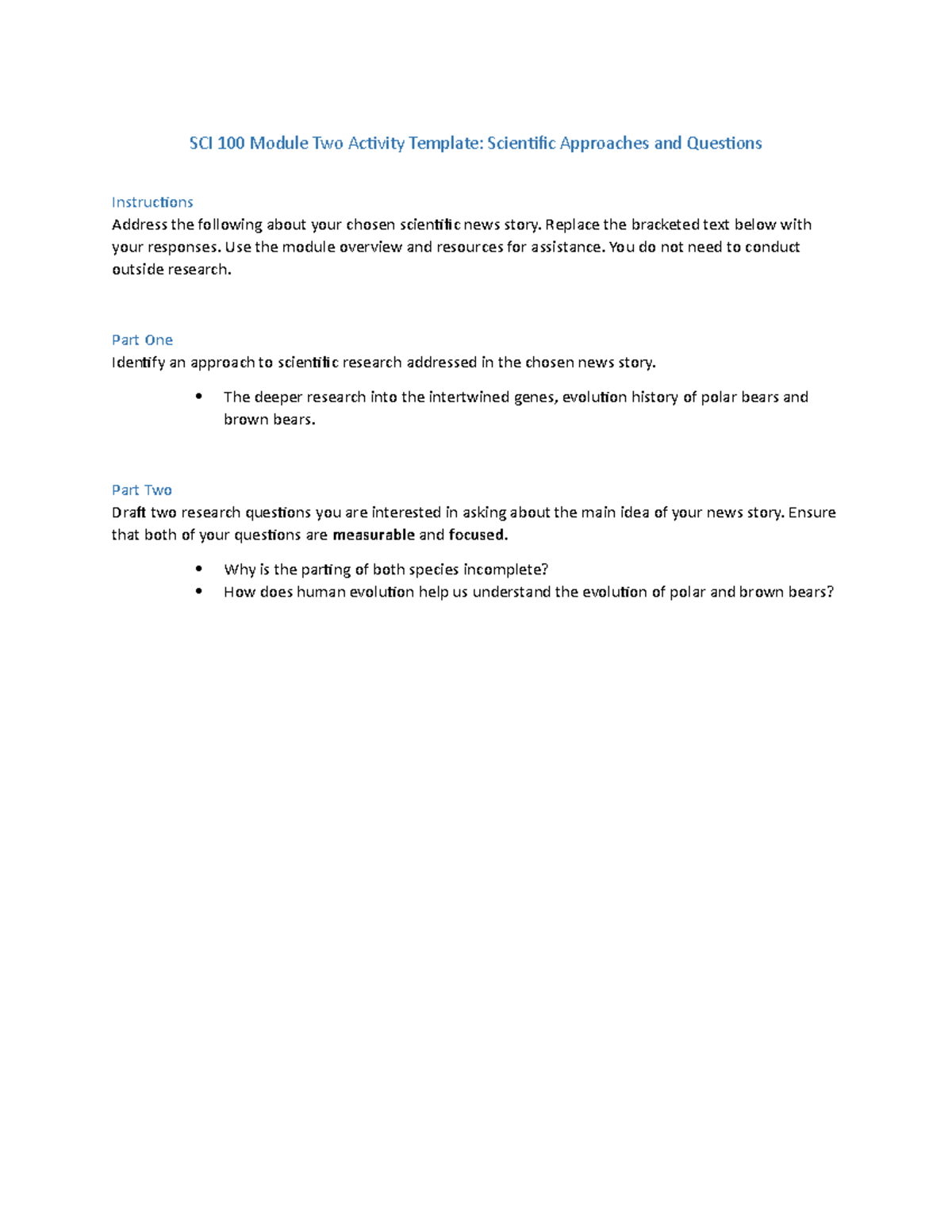 SCI100 Module Two Activity - Scientific Research Approaches Explained ...
