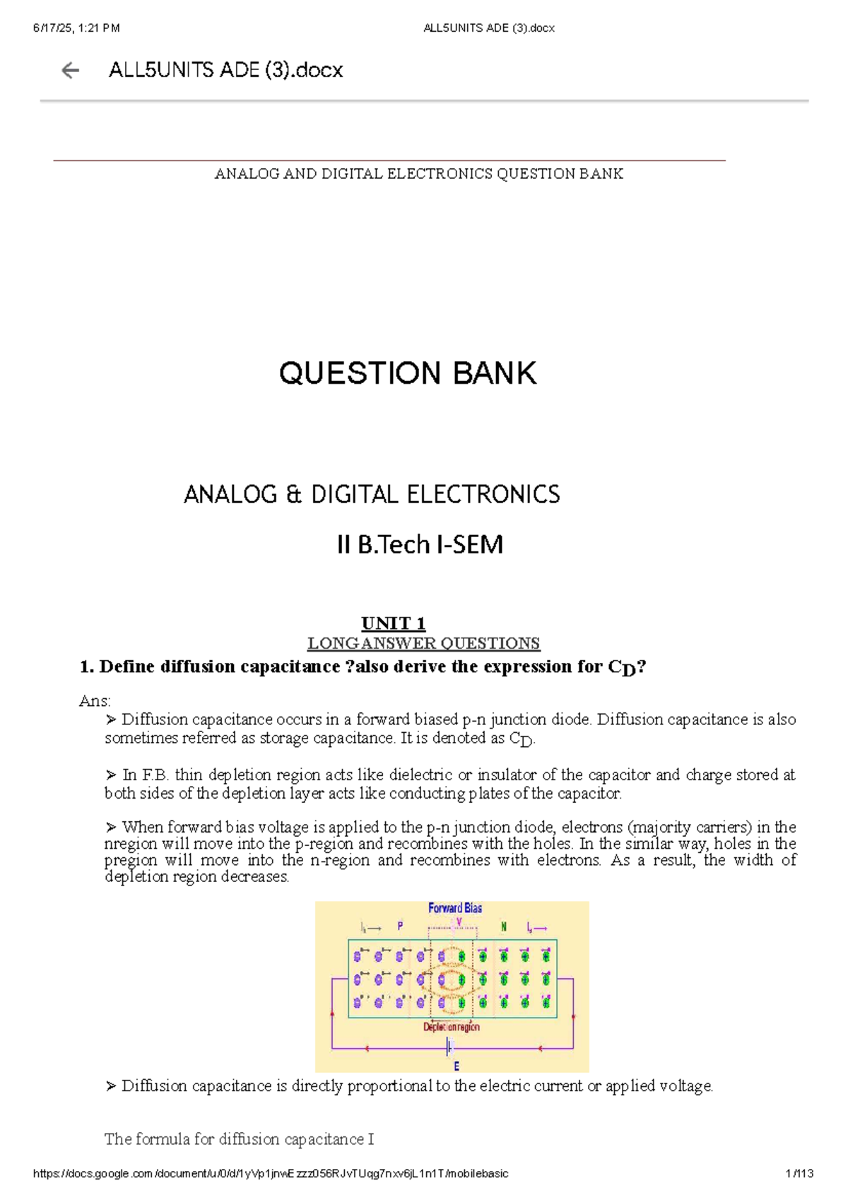 ALL5UNITS ADE: Analog & Digital Electronics Question Bank - Studocu