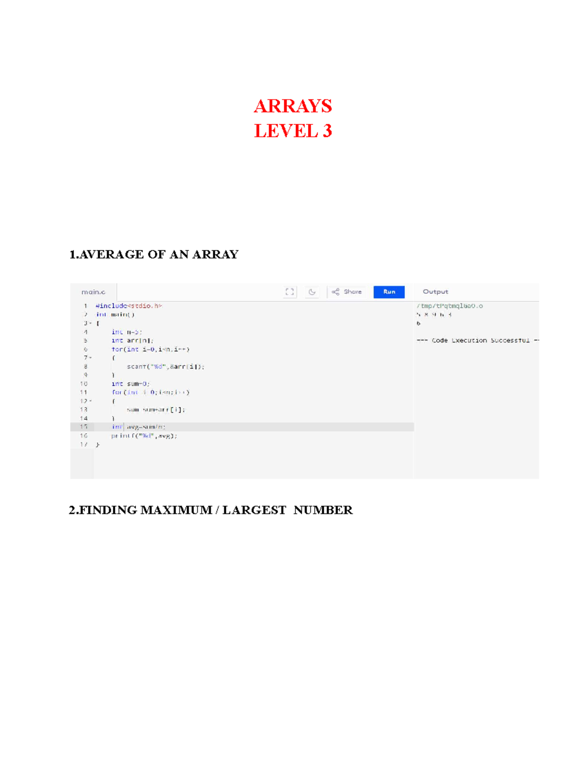 Arrays Level 3: Key Concepts and Operations (NF) - Studocu
