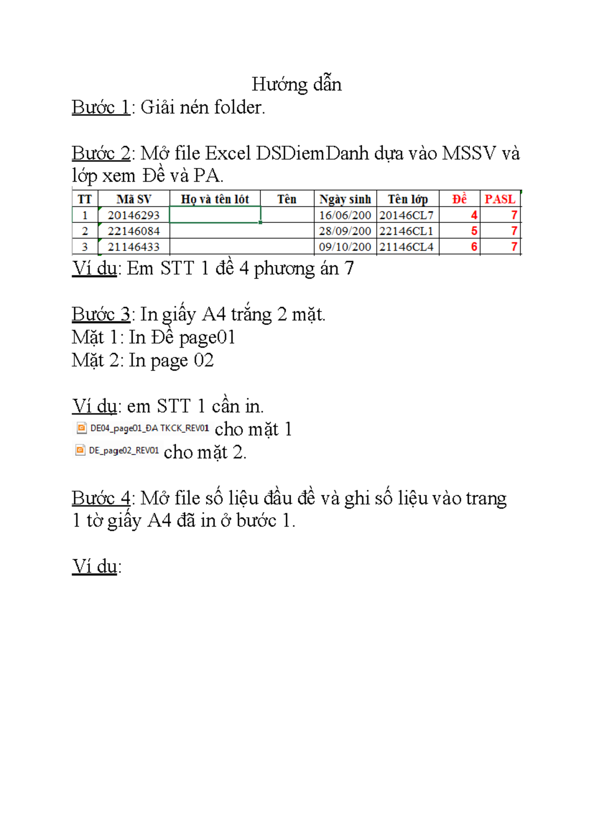 Hướng dẫn Nhận Đề và In Ấn - MSSV và Lớp - Studocu