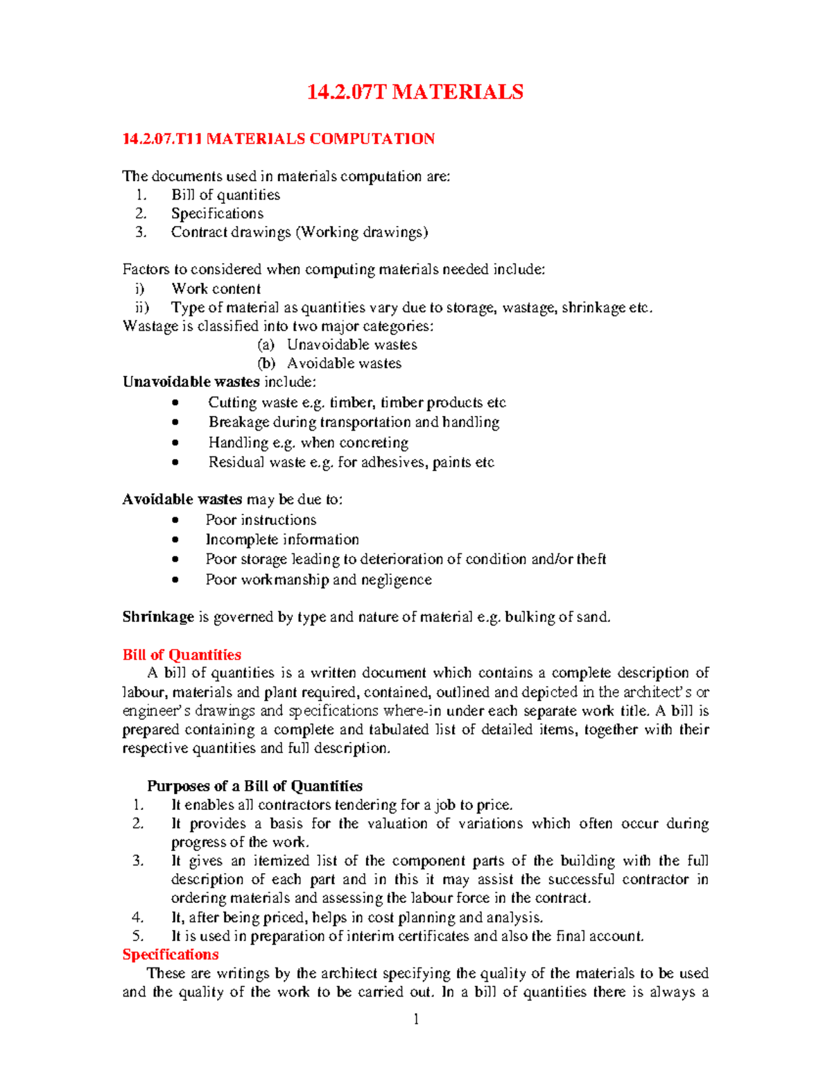 CAP 8 Materials - 14.2 MATERIALS 14.2.07 MATERIALS COMPUTATION The ...