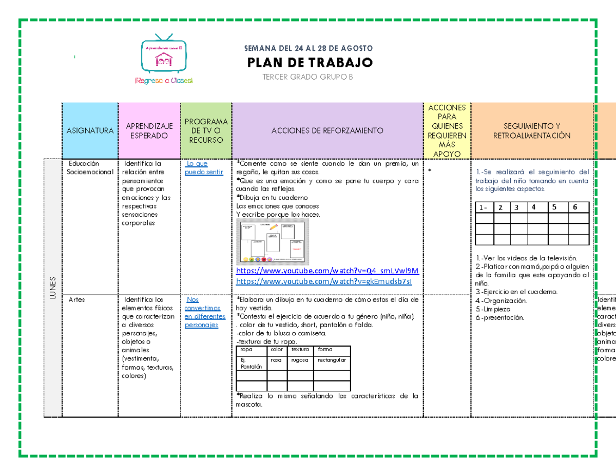 3B planeacion de tercero nuevo ciclo vero - SEMANA DEL 24 AL 28 DE ...