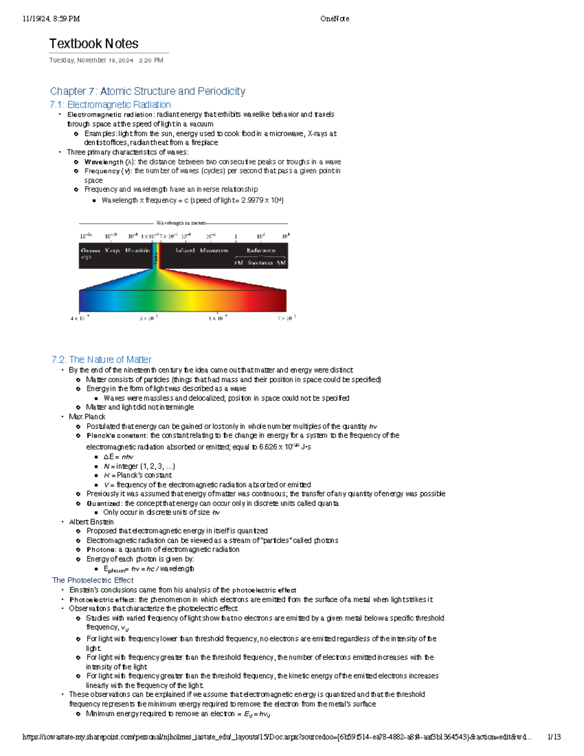 CHEM 1770: Chapter 7 & 8 Notes on Atomic Structure and Bonding Concepts ...