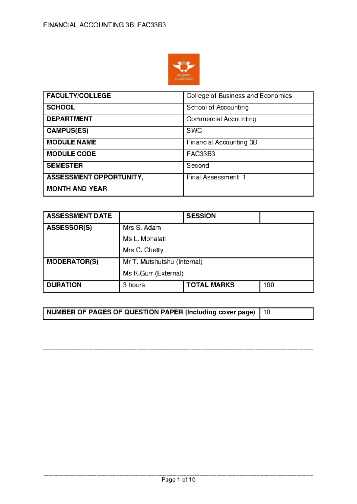 FAC33B3 Final Exam 2023 - Financial Accounting Assessment Paper - Studocu
