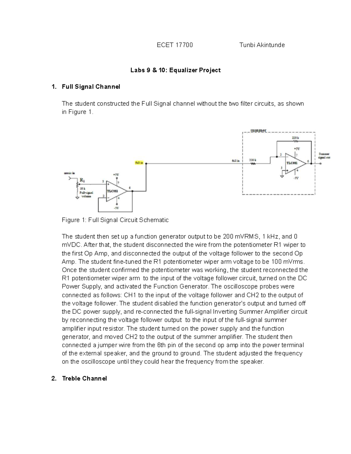 ECET 17700 Lab 9 & 10 Report: Full Signal & Treble Channel Analysis ...
