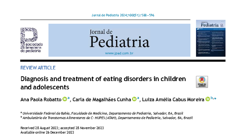 Diagnosis and Treatment of Eating Disorders in Children and Adolescents ...
