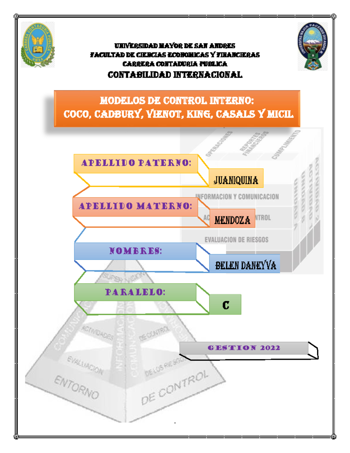Modelos de Control Interno: CoCo, Cadbury, Vienot, King - Contaduria ...