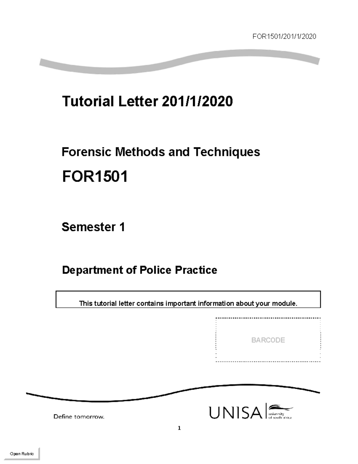 FOR1501 201 A 2020 - Semester 1 Compulsory Assignments 01 & 02 ...