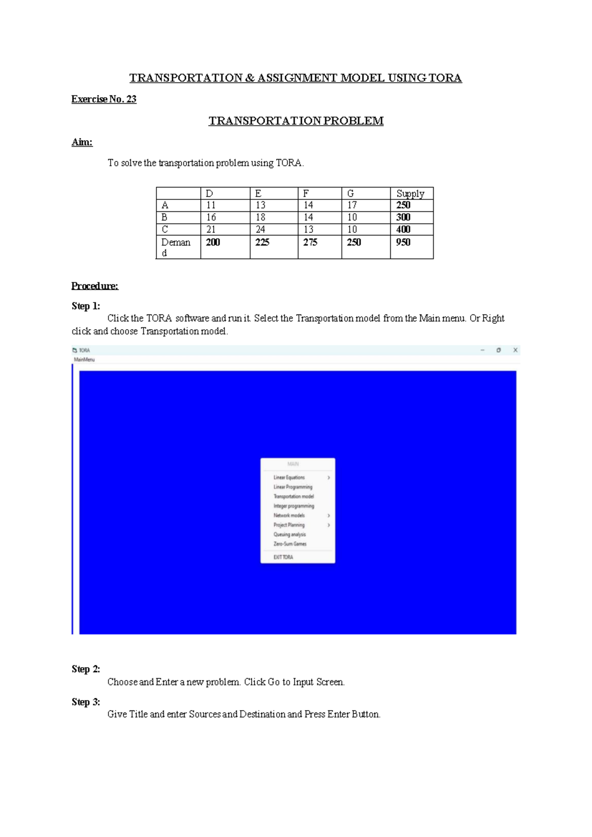 TORA Transportation & Assignment Problem Solutions (Exercise 23 & 24 ...