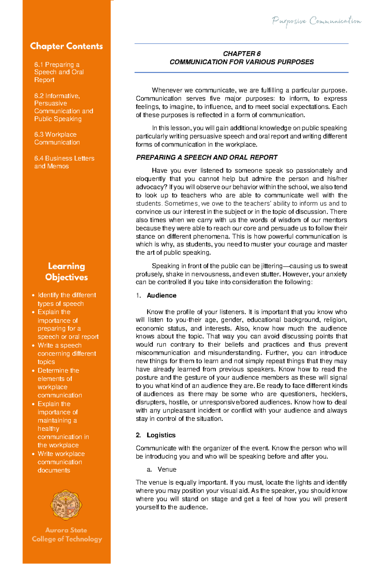 Chapter 6: Effective Communication Strategies for Various Purposes ...