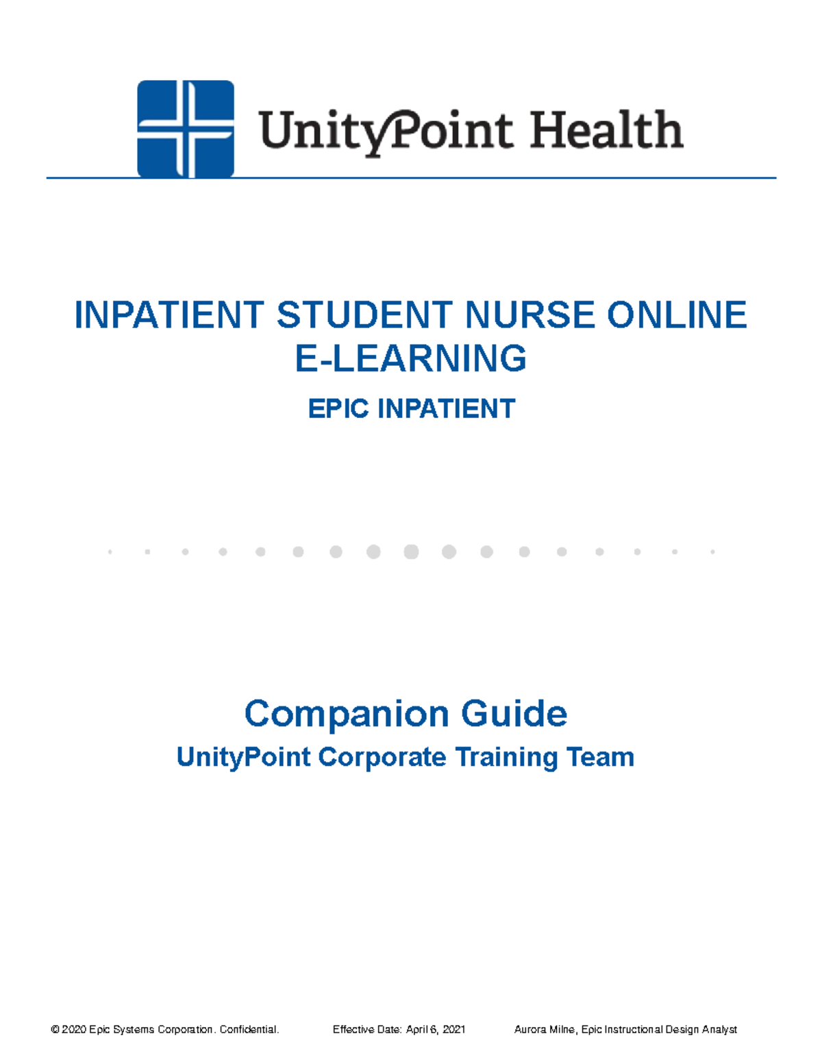 Inpatient Nurse E-Learning Companion Guide for CLININP001 Students ...