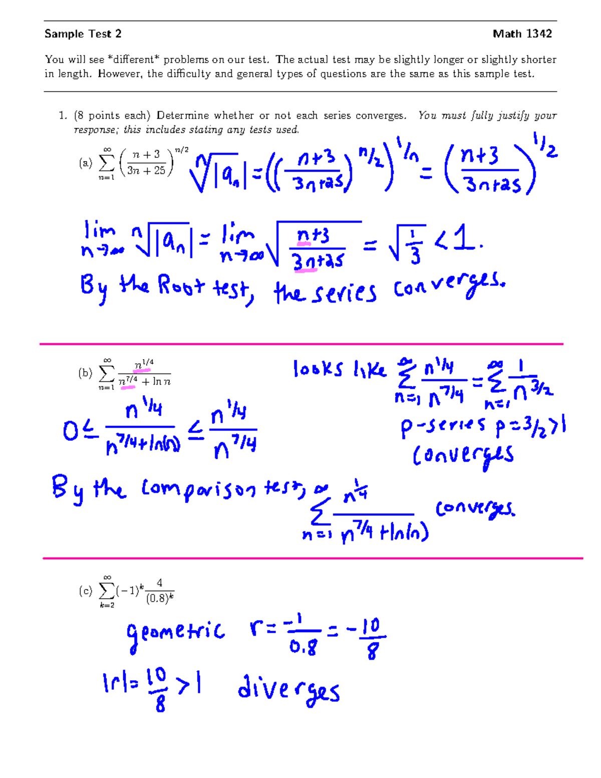 Sample Test 2Sol - Practice final exam - Sample Test 2 Math 1342 You ...
