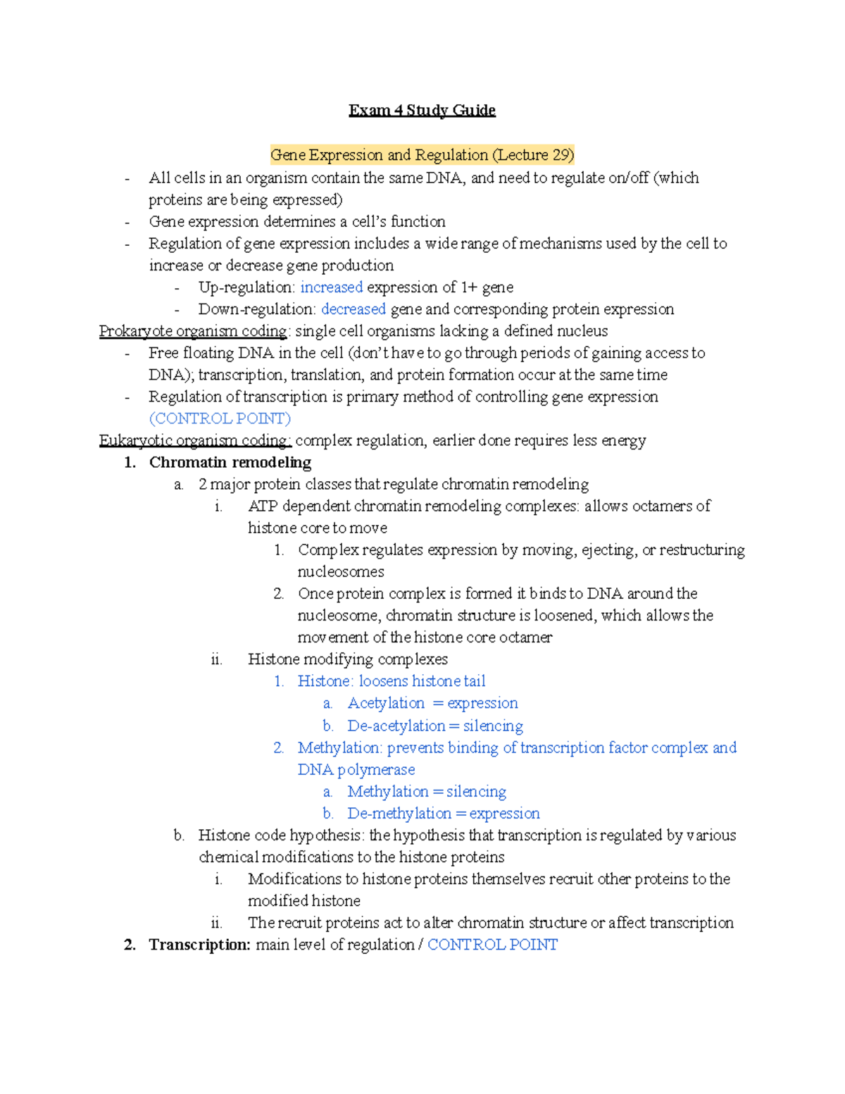 Gene Expression and Regulation Study Guide (BIO 101 Final Exam) - Studocu