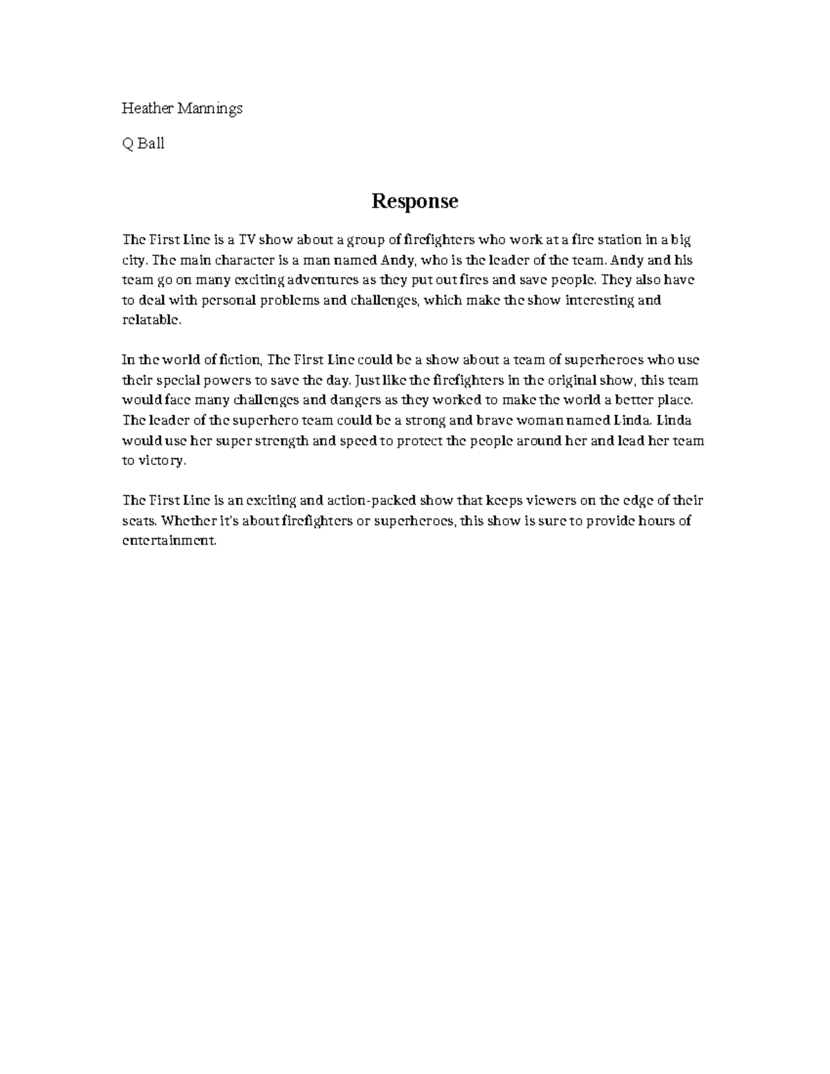 ENG 101 Response: Analysis of 'The First Line' TV Show - Studocu