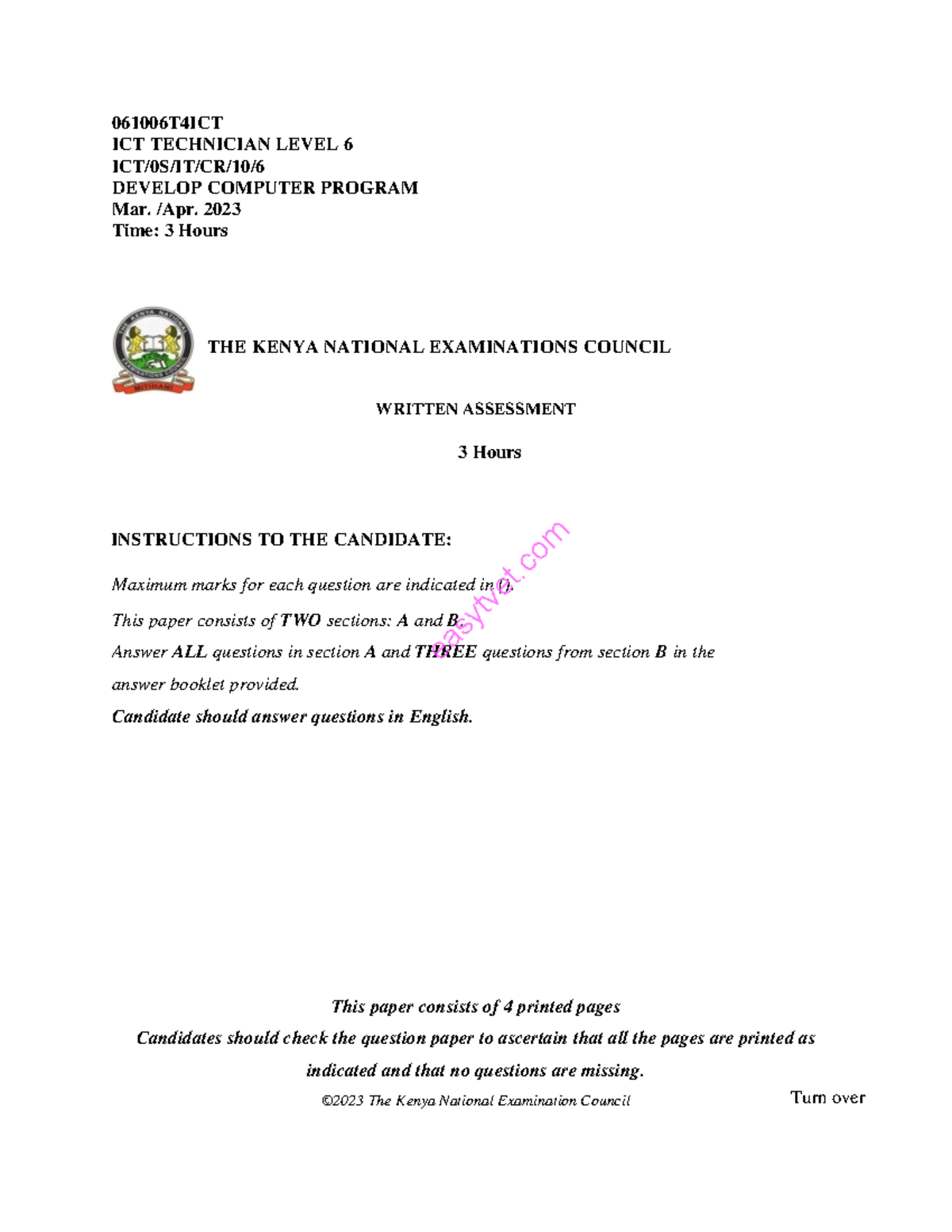 061006T4ICT ICT TECHNICIAN LEVEL 6 COMPUTER PROGRAMMING NOTES - Studocu