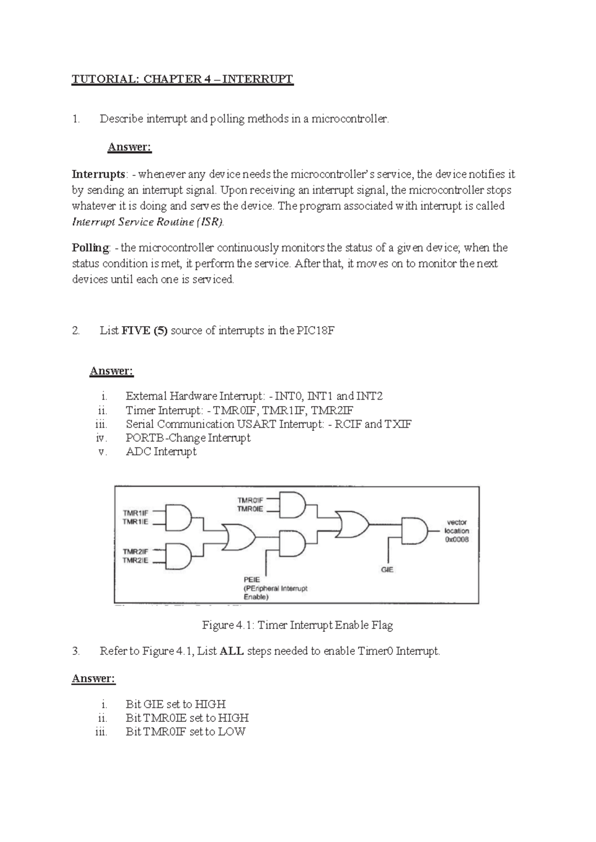 Tutorial Chapter 4 Answer - TUTORIAL: CHAPTER 4 – INTERRUPT Describe ...