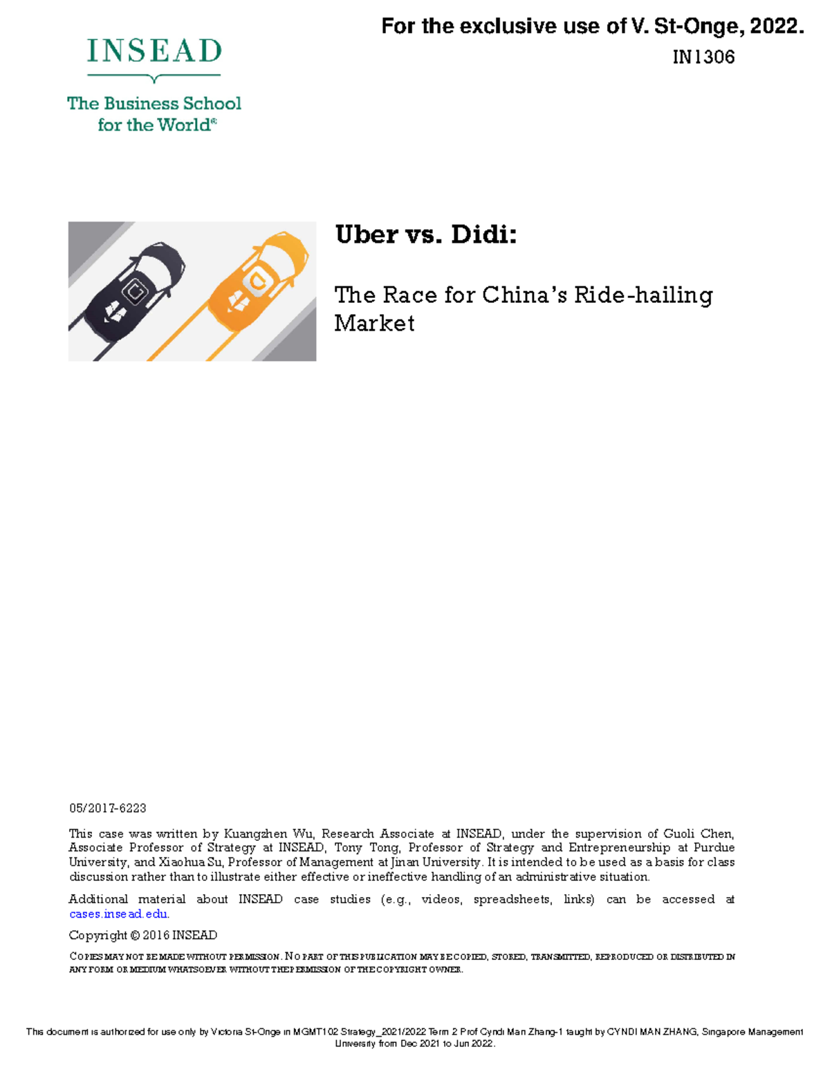 MGMT102 Case Study: Uber vs Didi - Challenges in HR Management** - Studocu