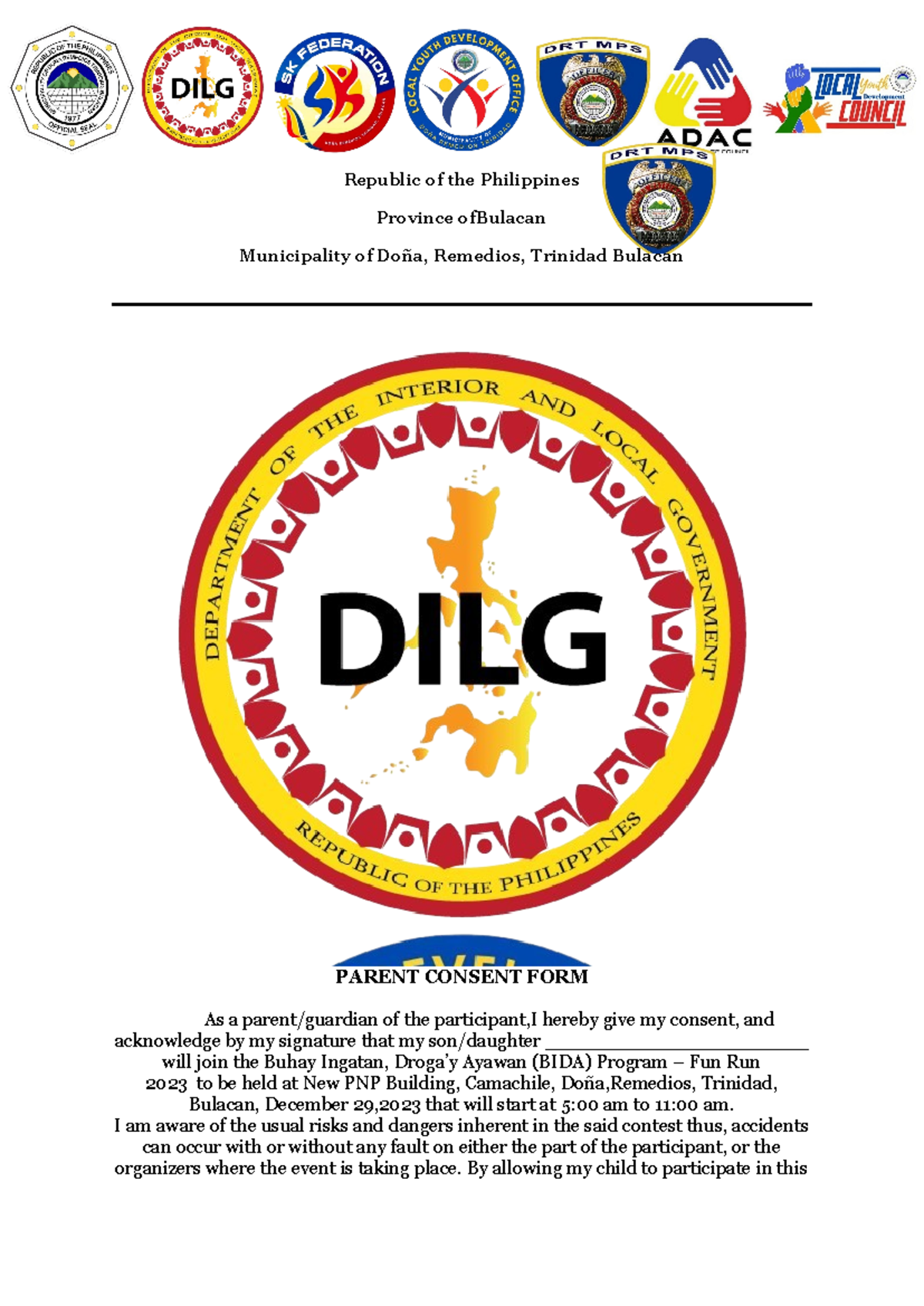 BIDA Program Parent Consent Form - Fun Run 2023 in Bulacan - Studocu