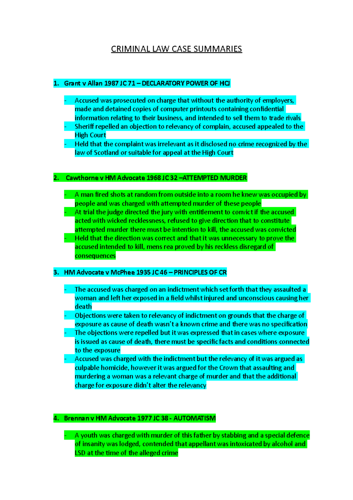 Criminal Law Case Summaries: Key Decisions & Legal Principles - Studocu