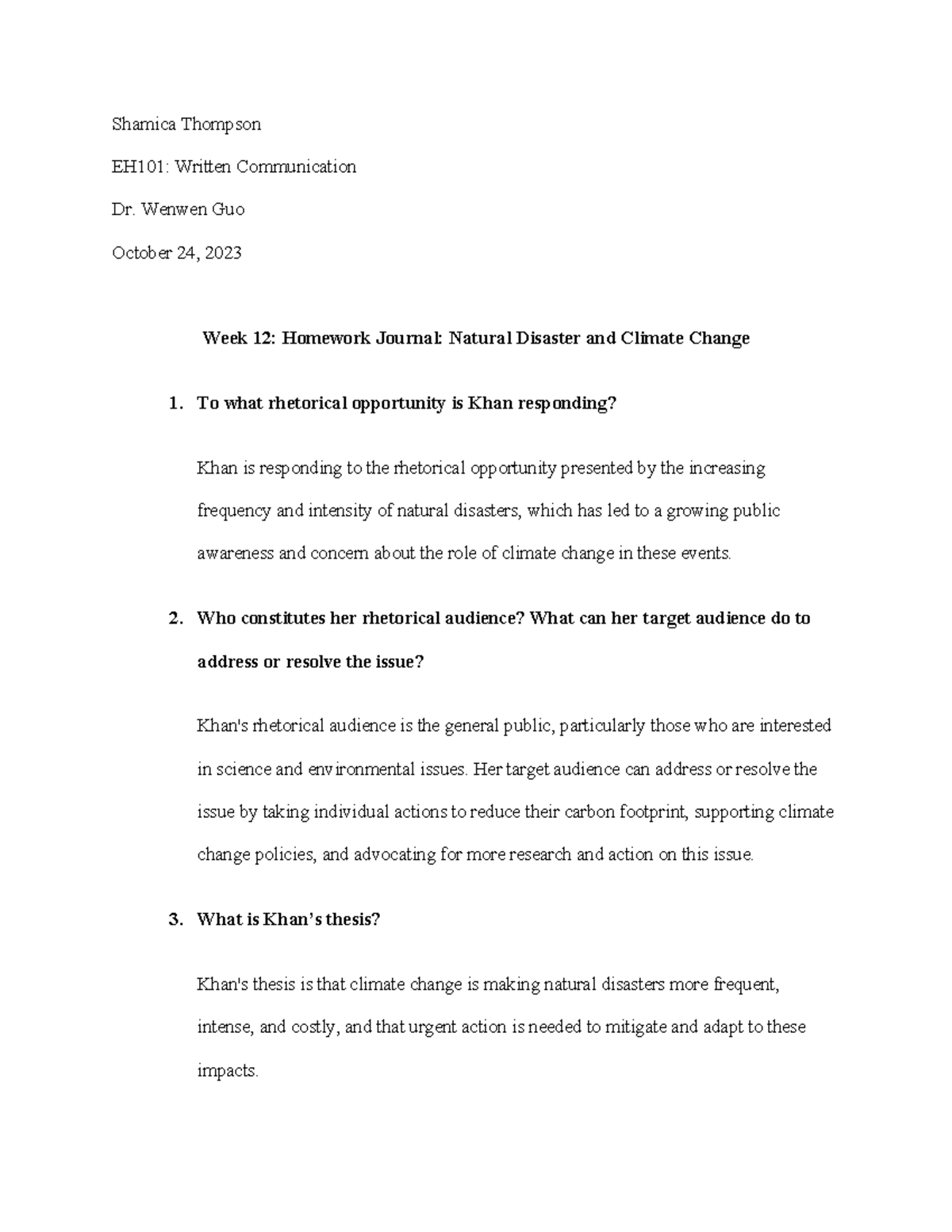 EH101 Week 12 Homework Journal: Natural Disasters & Climate Change ...