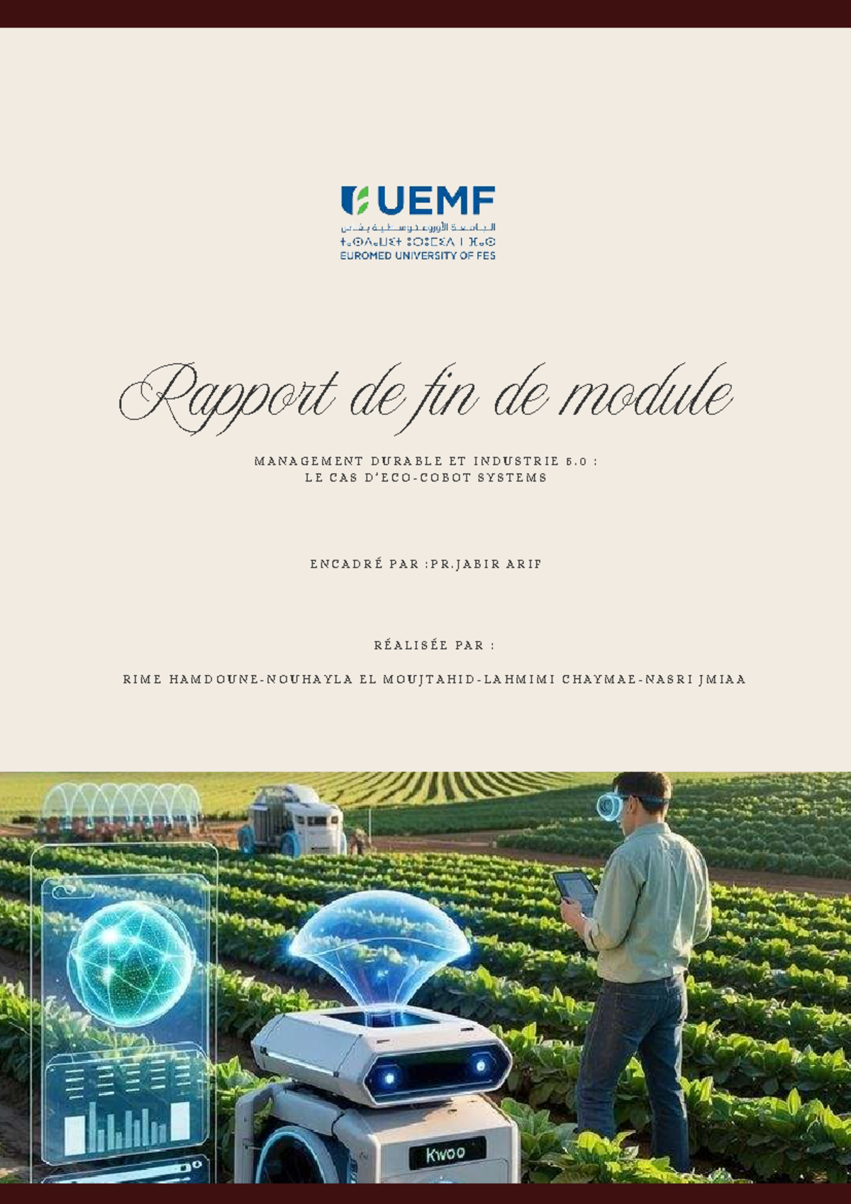 Rapport de Fin de Module : Management Durable et Industrie 5.0 - Studocu