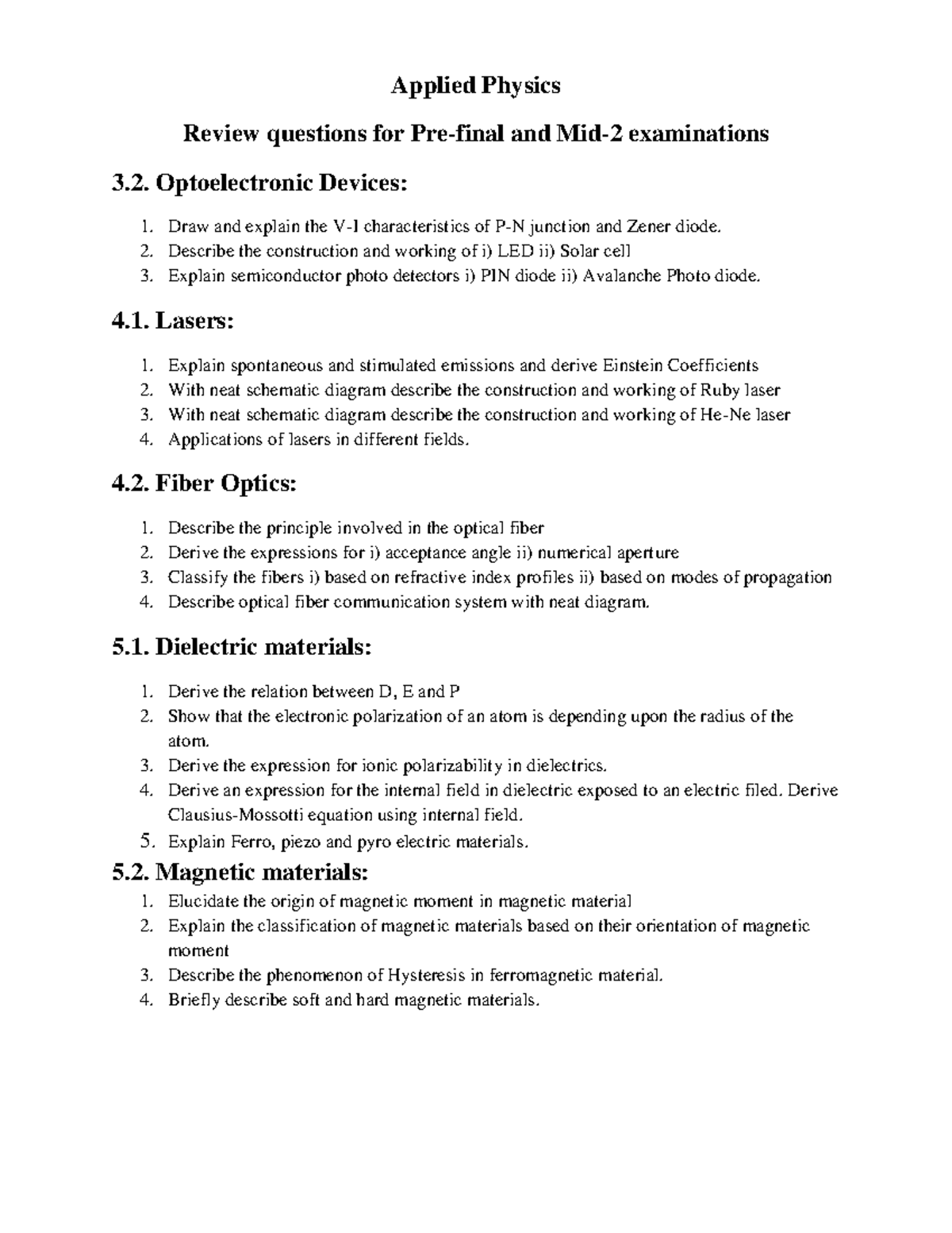 Review Questions - Hello - Applied Physics Review questions for Pre ...