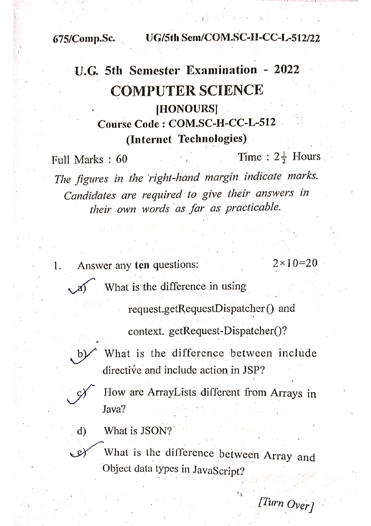 Java 2022 - Computer Science (IT) 5th Sem Exam Q&A Paper - Studocu