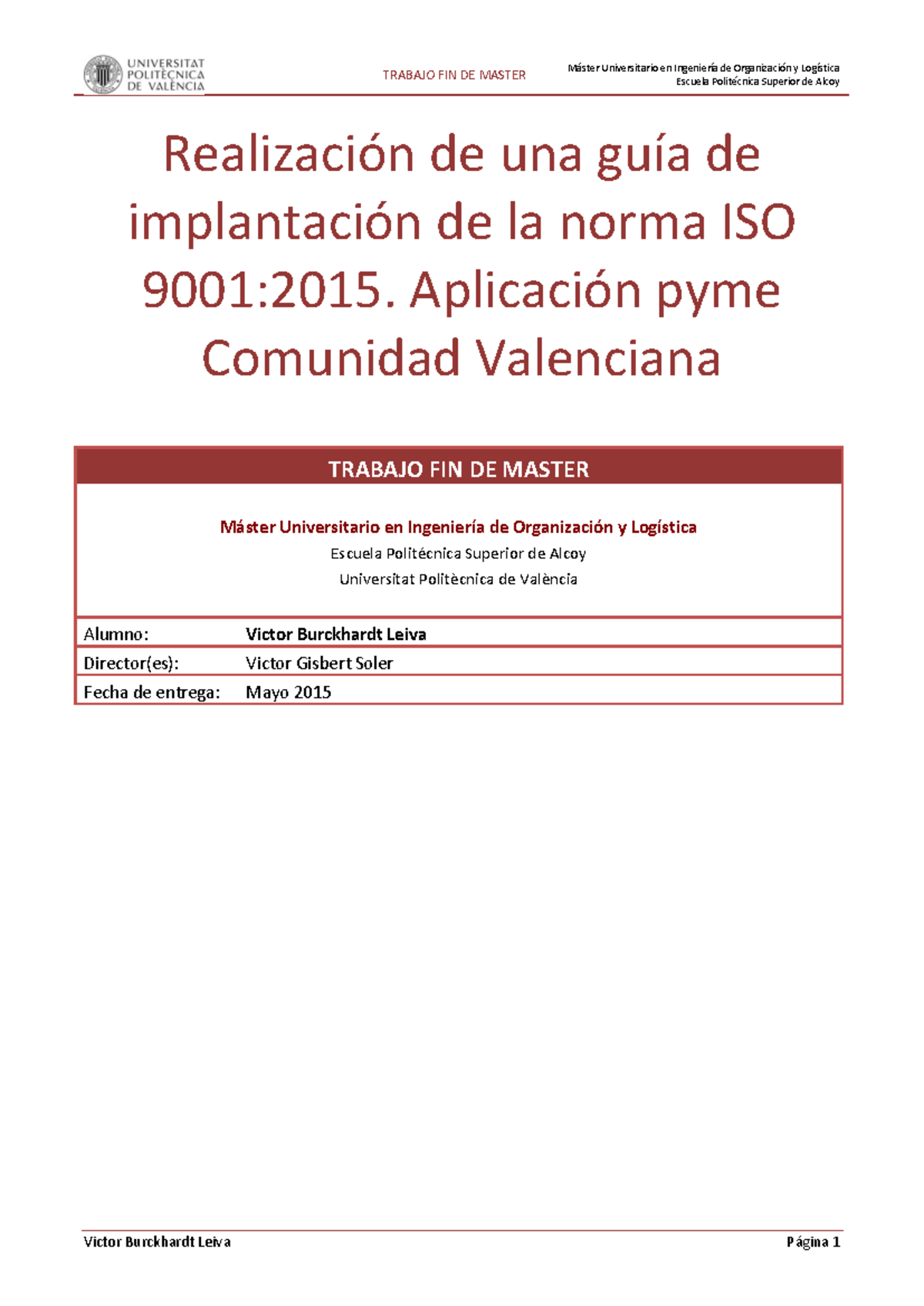 Guía de Implantación de la Norma ISO 9001:2015 - Trabajo Fin de Máster ...
