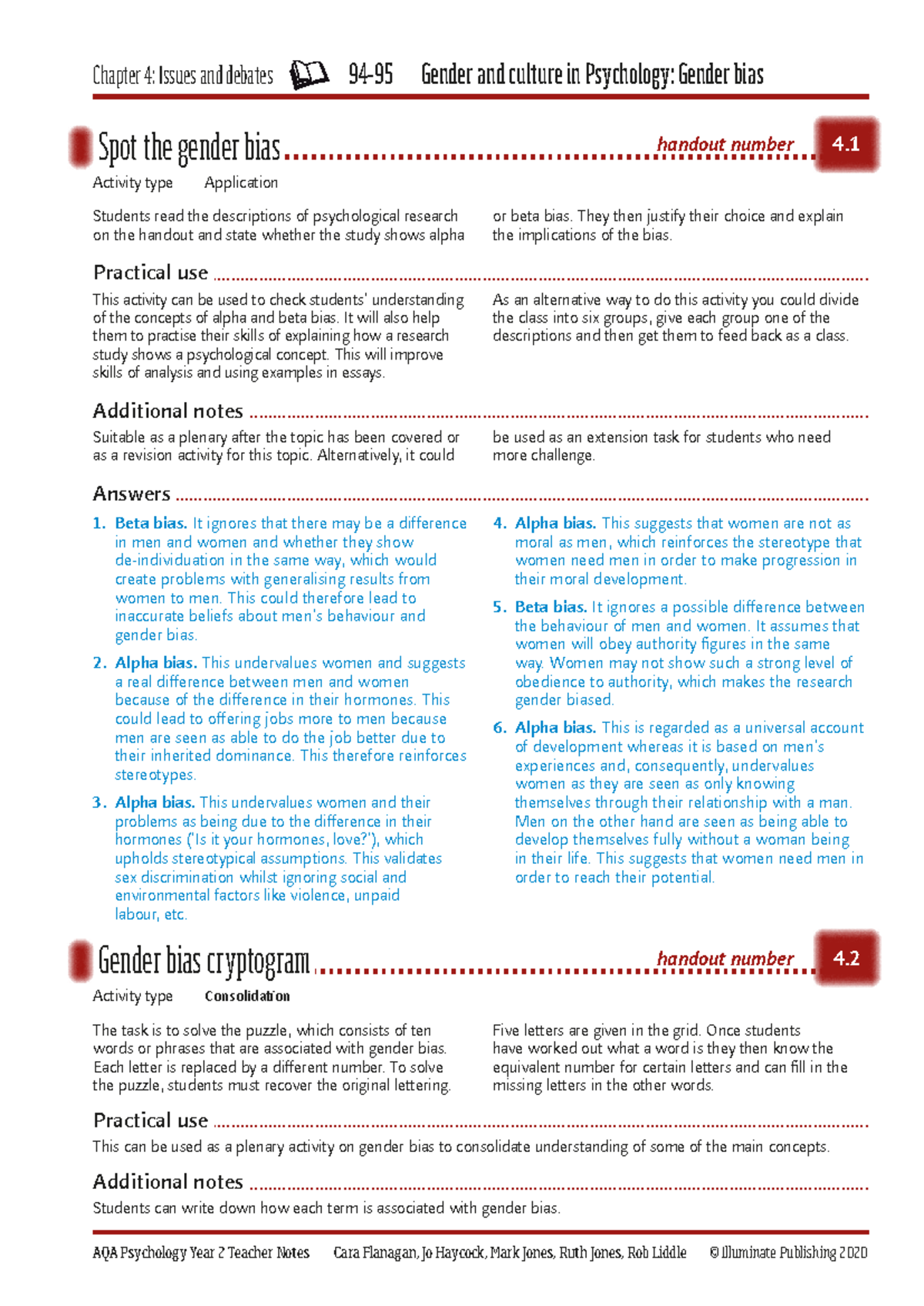 AQA Psychology Year 2: Chapter 4 - Issues and Debates in Gender and ...