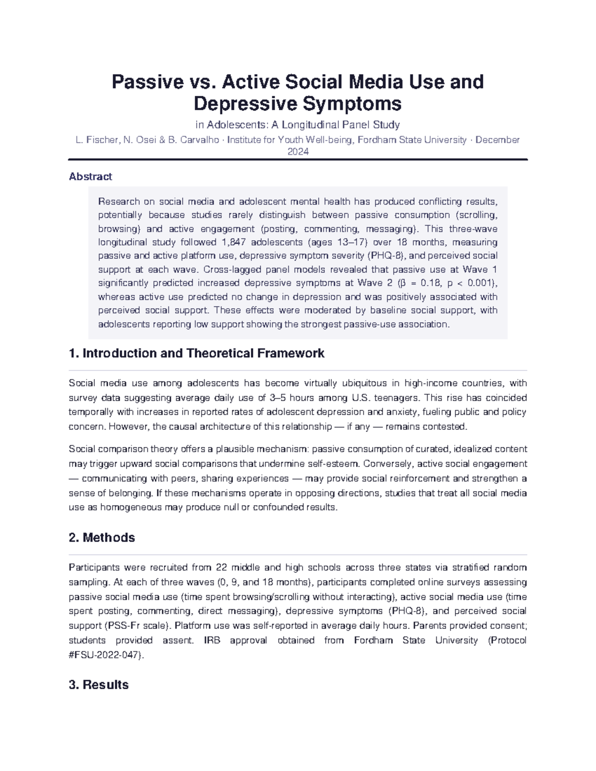 Passive vs. Active Social Media Use and Adolescent Depression: A ...