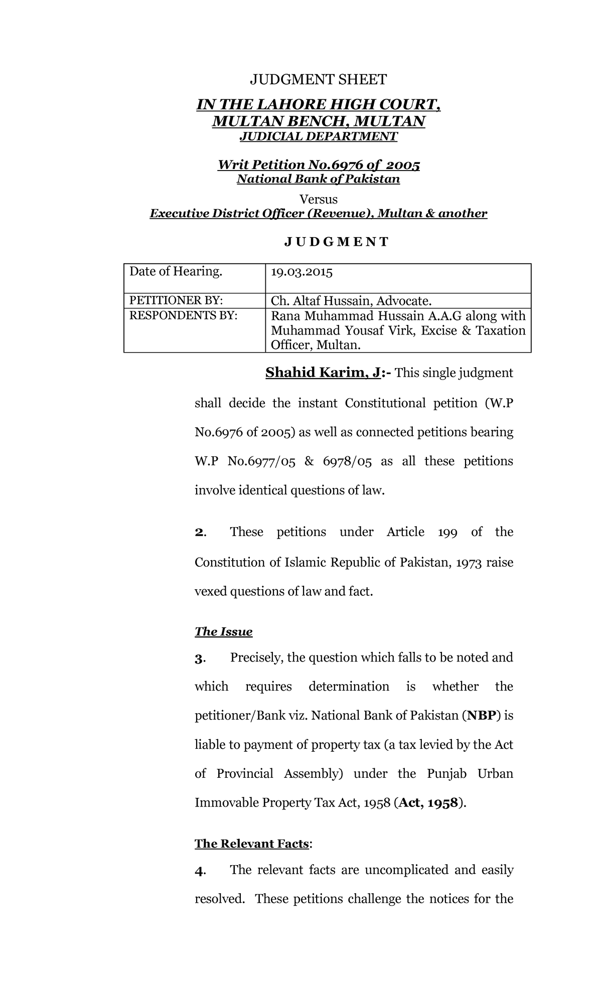 2015 LHC1836 - Important - JUDGMENT SHEET IN THE LAHORE HIGH COURT ...