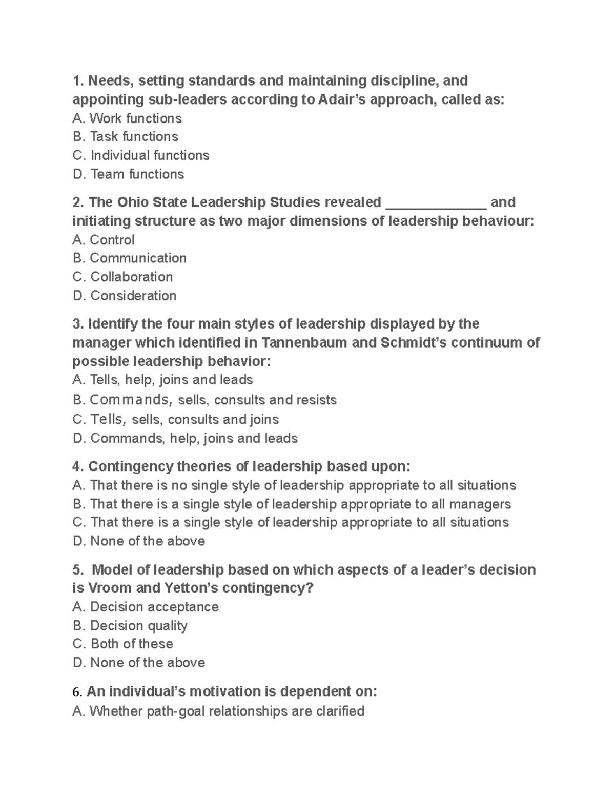 Leadership Concepts Model Exam: Understanding Key Theories and ...