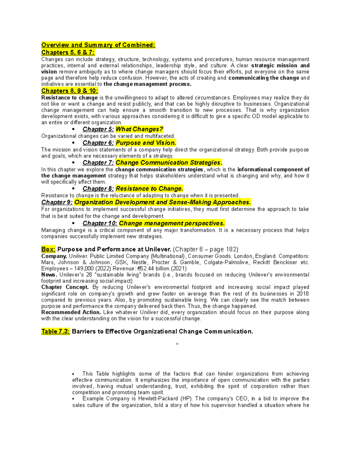 MBA501 Team Assignment: Change Management Overview and Insights - Studocu